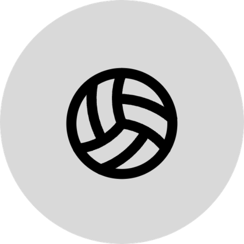 Icône ballon de volleyball noir sur fond gris clair